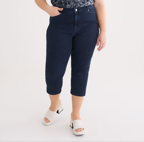 Penningtons Curvy Fit Denim Capri Dark Wash Jeans d/C Plus Size 22 New Summer - Picture 10 of 10